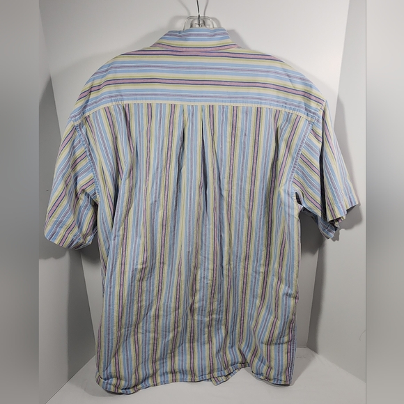 VINTAGE Talbota Mens Casual Button Up Men's Short Sleeve Shirt XL Striped - Picture 5 of 11